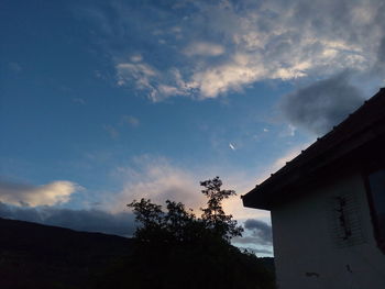 Low angle view of silhouette trees against sky