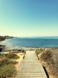 Scenic view of sea against clear sky