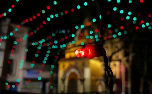 Defocused image of illuminated christmas lights