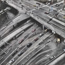 High angle view of railway tracks