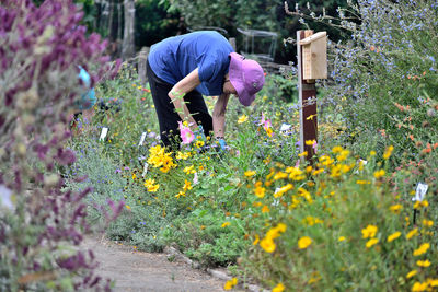 Woman working on field