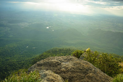 High angle view of rocks on mountain