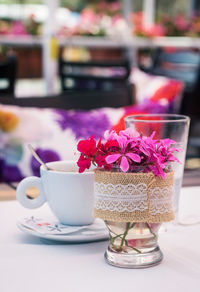 Close-up of ice cream in plate on table