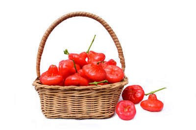 Close-up of strawberries in basket