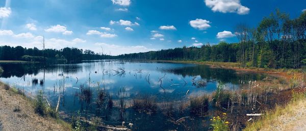 Scenic view of lake against sky