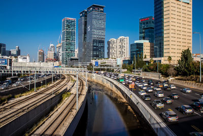 High angle view of city street