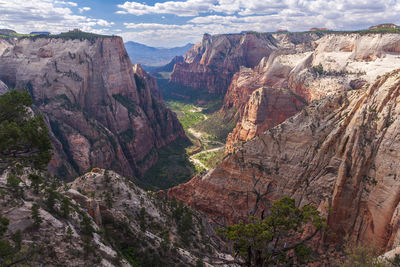 Panoramic view of landscape with mountain range in background