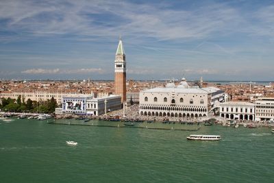 Piazza san marco - st mark's square viewed from high across the san marco basin