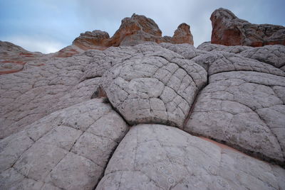 Low angle view of rock formations