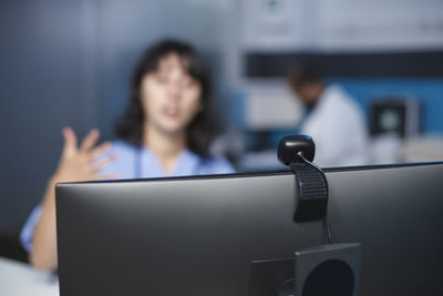 Young woman using laptop