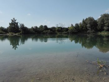 Scenic view of lake against sky