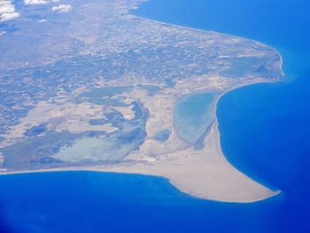 Aerial view of snow covered landscape