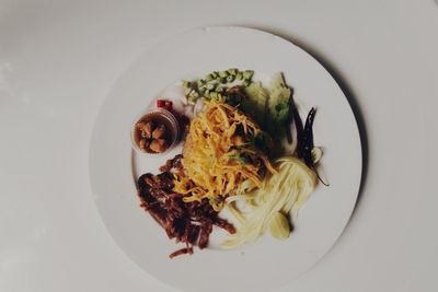 Directly above shot of breakfast served in plate