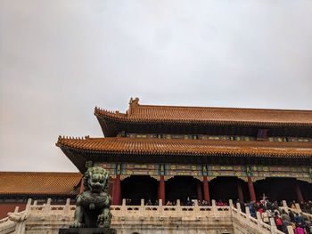 Low angle view of temple building against sky