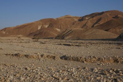 Scenic view of desert against clear sky