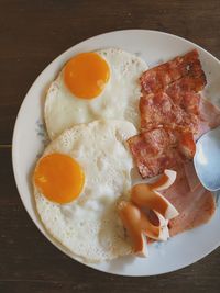 High angle view of food in plate on table