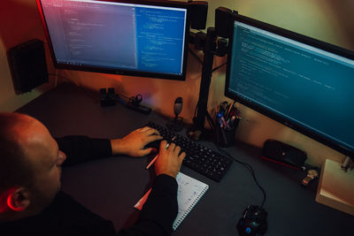 Man working on table