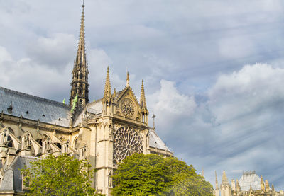 Low angle view of temple building against cloudy sky