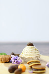 Close-up of cupcakes on table