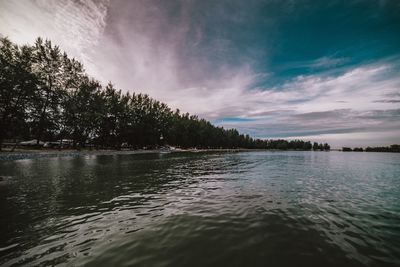 Scenic view of lake against sky