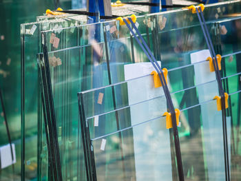 Reflection of buildings on glass