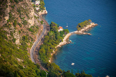 High angle view of beach by sea