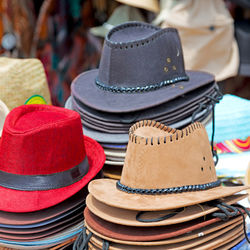 Close-up of hat on table at market