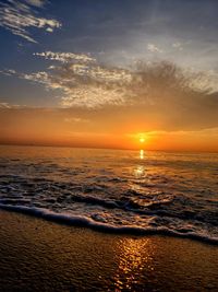 Scenic view of sea against sky during sunset