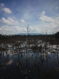 Scenic view of lake against sky