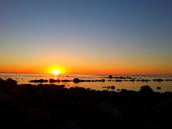 Scenic view of sea at sunset