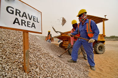 People working on street