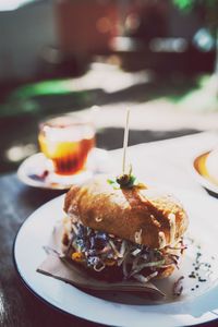 Close-up of food in plate on table