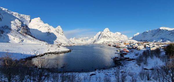 Scenic view of frozen lake against sky