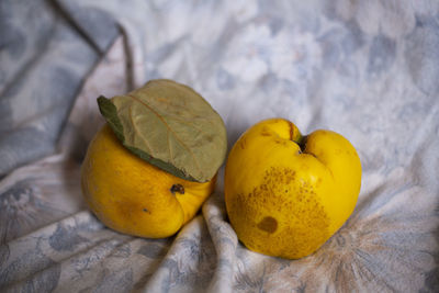 High angle view of fruits on table