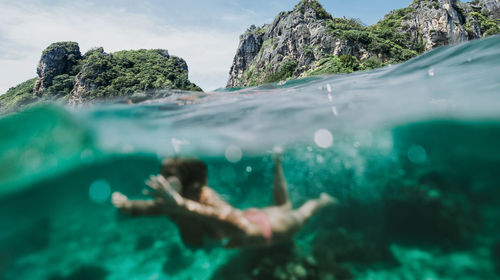 Man swimming in sea