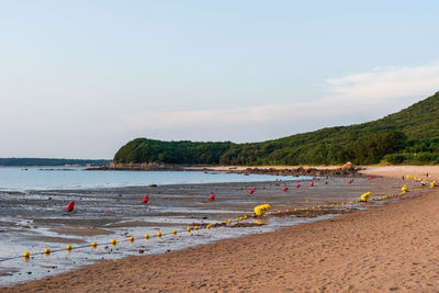 Scenic view of beach against sky