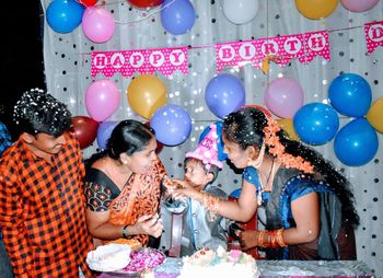 Group of people with balloons