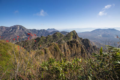 Scenic view of mountains against sky