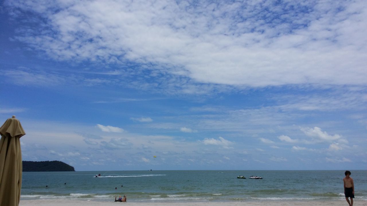 sea, horizon over water, water, sky, beach, cloud - sky, scenics, beauty in nature, shore, tranquility, tranquil scene, nature, leisure activity, cloud, vacations, lifestyles, men, incidental people, cloudy