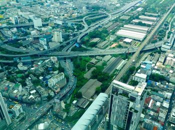 High angle view of cityscape against sky