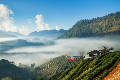 Panoramic view of landscape against cloudy sky