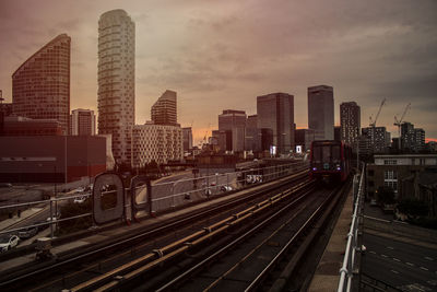 Railroad tracks in city