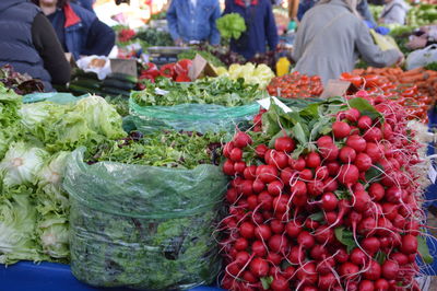 Vegetables for sale at market stall