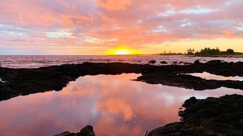 Scenic view of sea against sky during sunset