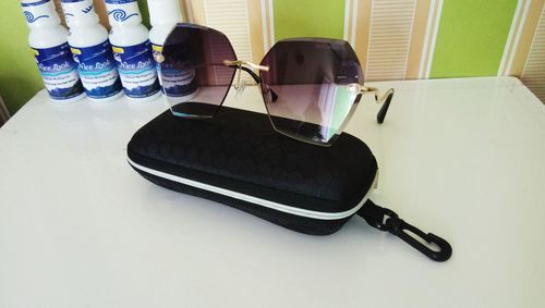 High angle view of sunglasses on table