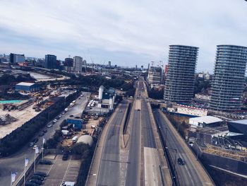 High angle view of city street