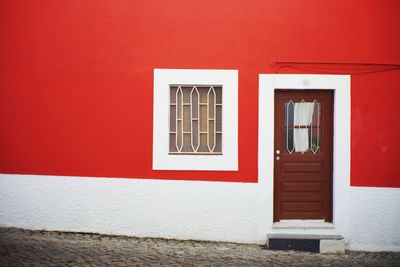 Closed door of building