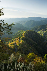 Scenic view of landscape against sky during sunset