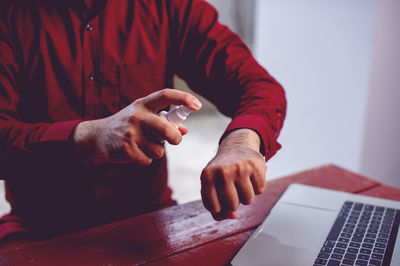 Man working on table