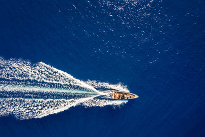 High angle view of swimming pool against sea